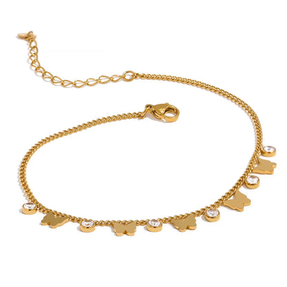 Colorful Butterfly Drop Anklet – 18K Gold Stainless Steel