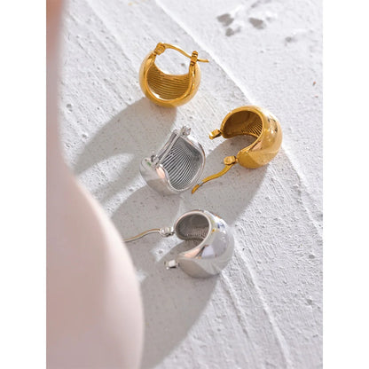 18K Gold Stainless Steel Chunky Earrings Rust Proof Color Jewelry