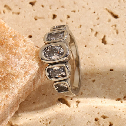 High Quality Geometric Clear Zircon Ring Classic Style - 18k Gold Plated Hypoallergenic Jewelry