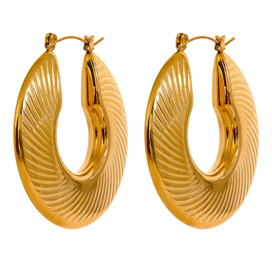 40mm Minimalist Fashion Gold Color Waterproof Hoop Earrings for Women Trendy Metal Textured Stylish Charm Jewelry