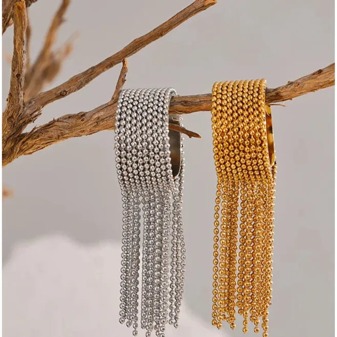 Luxe Jewels Chain Tassel Adjustable Ring – 18K PVD Plated Jewelry