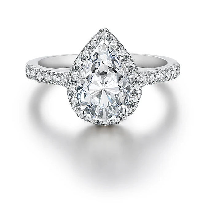 Luxe Jewels Pear Cut 2CT D Color VVS1 Luxury Moissanite Ring 925 Sterling Silver Women Jewelry