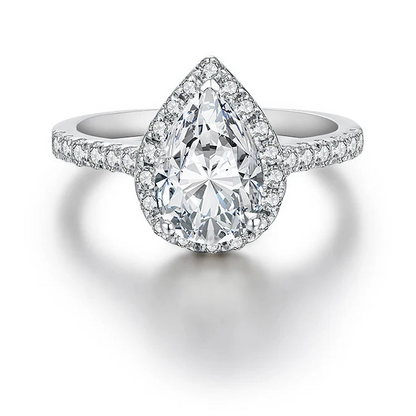 Luxe Jewels Pear Cut 2CT D Color VVS1 Luxury Moissanite Ring 925 Sterling Silver Women Jewelry
