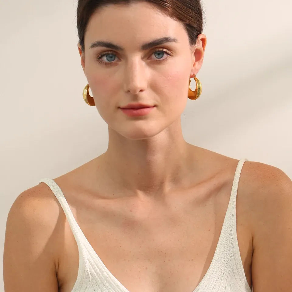 High Quality Minimalist Sleek Stainless Steel Metal Round Hollow Hoop Earrings for Women Water Resistant Jewelry