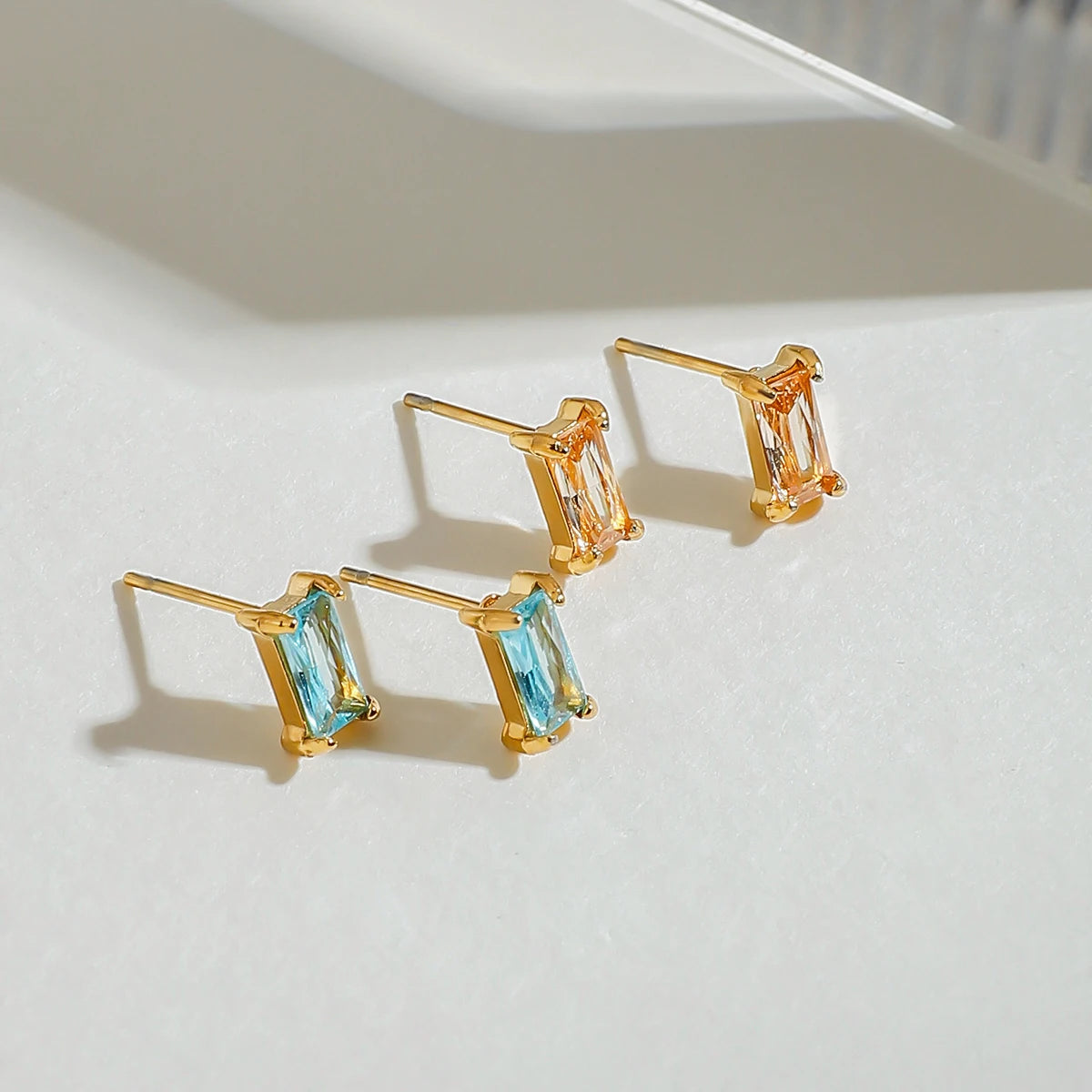 Uworld Minimalism Birthstone Gold Color Ear studs Grace Personalized Delicate Gemstone Earring Dainty Birth Month Stone Charm