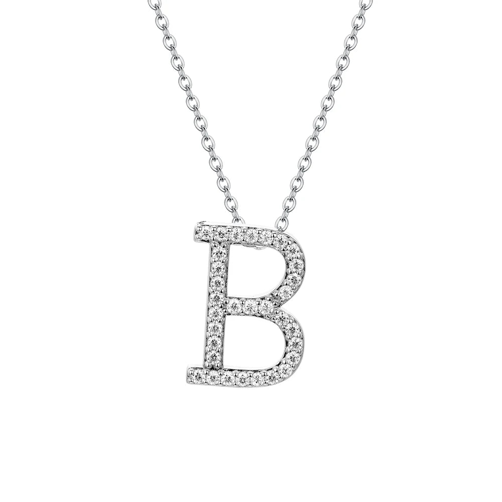 Valentine's Day Gift  - Letter Necklaces Pendants 100% 925 Sterling Silver Unisex (D VVS1 Colour Moissanite)Jewelry