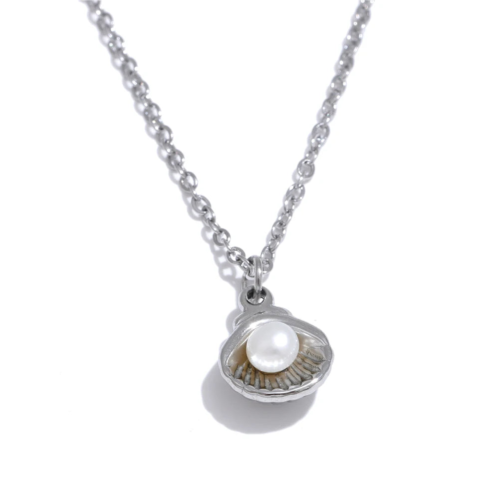 Luxury Ocean Shell Pearl Pendant Necklace – Gold Plated Jewelry