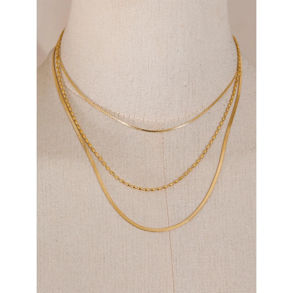 Chic Gold Plated Stainless Steel Layered Necklace – Minimalist Style