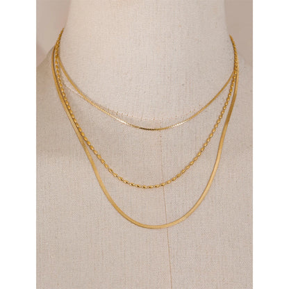 Chic Gold Plated Stainless Steel Layered Necklace – Minimalist Style
