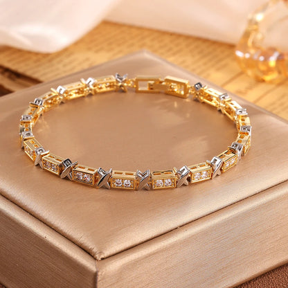 Luxury Cross Charm Zirconia Bracelet – Classic Style