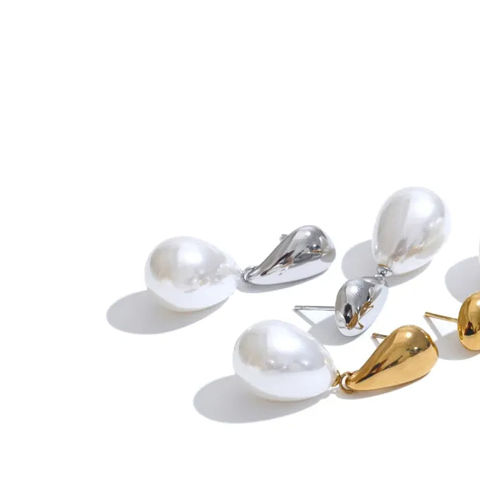 Pearl Drop Elegant Earrings Stylish Stainless Steel Versatile Daily Jewelry