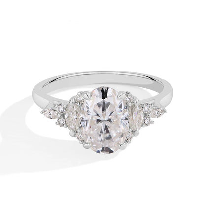 Luxe Jewels Luxury Ring (D VVS1 Color) 2.5CT Oval Cut Moissanite Ring for Women