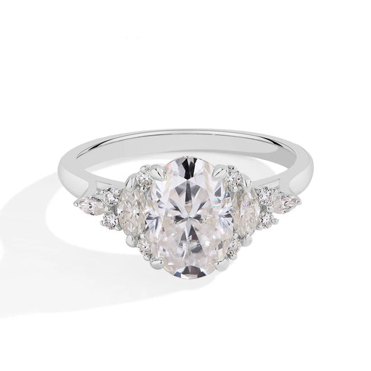Luxe Jewels Luxury Ring (D VVS1 Color) 2.5CT Oval Cut Moissanite Ring for Women