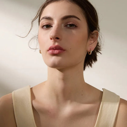 Colorful White Cubic Zirconia Stainless Steel Round Rainbow Bling Hoop Earrings for Women High Quality Jewelry