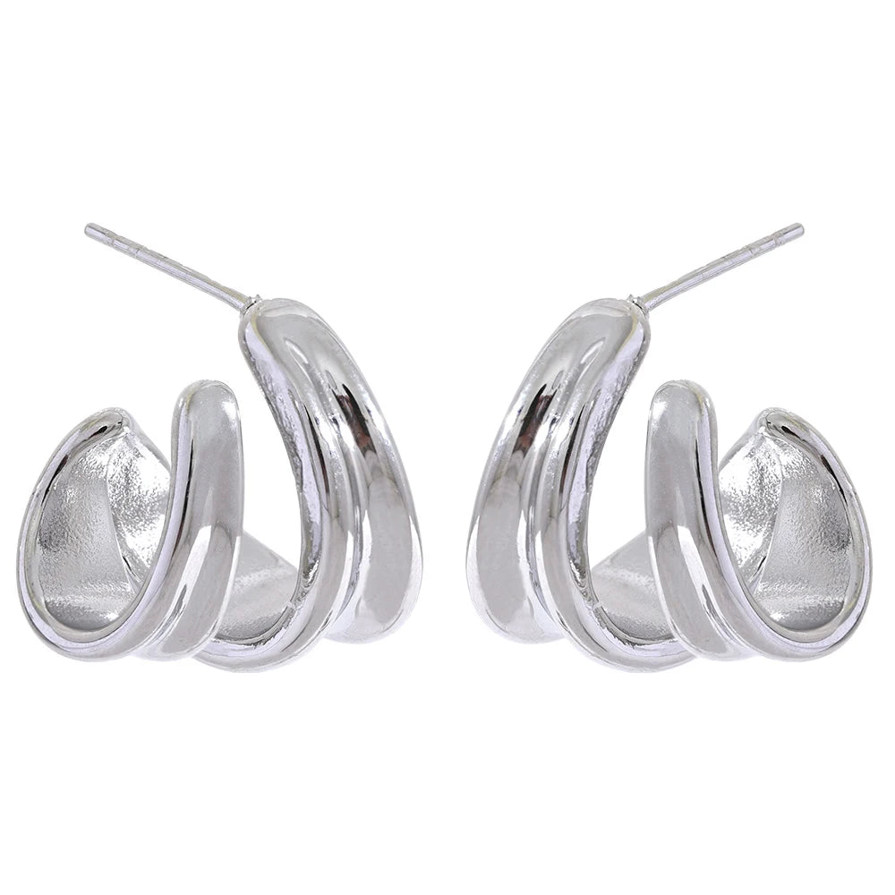 Waterproof Stainless Steel Geometric Huggie Earrings for Women - 18K Gold PVD Plated Jewelry