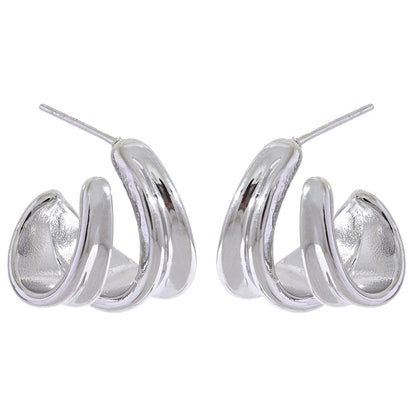 Waterproof Stainless Steel Geometric Huggie Earrings for Women - 18K Gold PVD Plated Jewelry