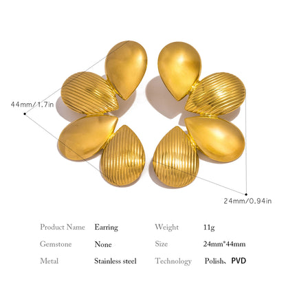 Elegant Geometric Flower Stainless Steel Earrings for Women Smooth Gold Plated Exquisite Jewelry