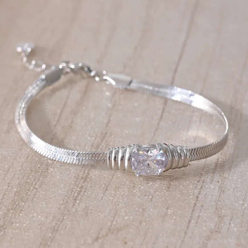 Bling Snake Texture Bracelet – Gold Plated Stainless Steel with Zirconia