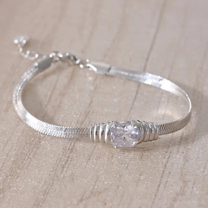 Bling Snake Texture Bracelet – Gold Plated Stainless Steel with Zirconia