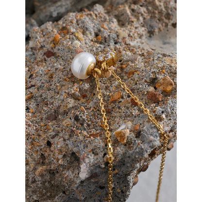 Cubic Zirconia Pearl Pendant Necklace – Timeless Gold Plated Jewelry