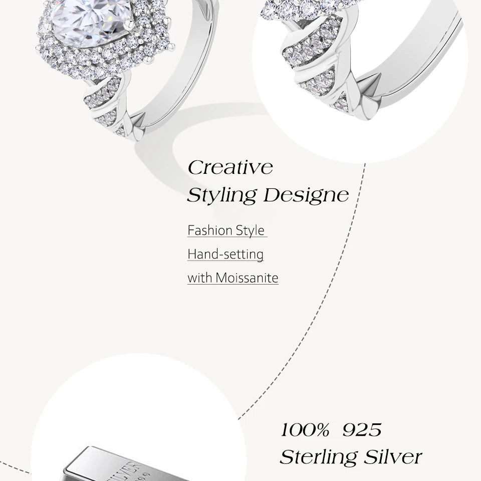 Luxe Jewels Luxury 4CT Heart Cut Moissanite Ring for Women (Full D VVS1 Real Silver) Handmade Valentine's Day Jewelry