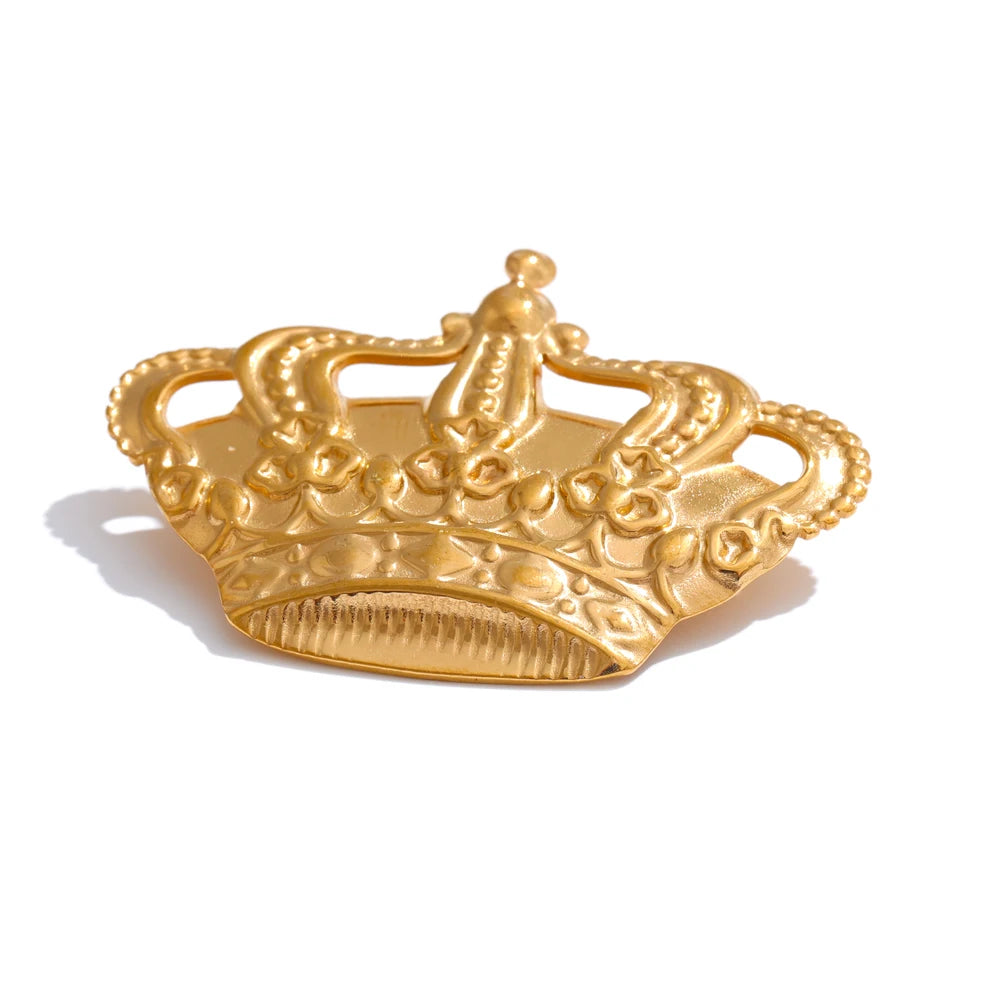 Crown Brooch Pin – Gold-Plated Stainless Steel Rust-Proof Accessory