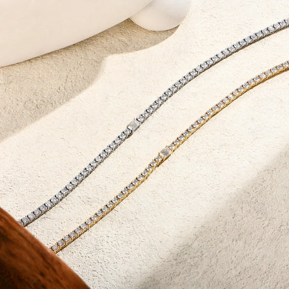 Luxe Jewels - 3mm Moissanite Tennis Necklace for Women 925 Sterling Silver 14.5 Carat Moissanites
