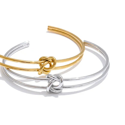 Knot Cuff Bracelet – Gold-Plated Stainless Steel Open Bangle