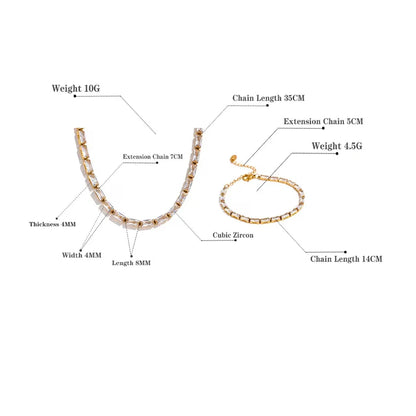 Luxury White & Green CZ Necklace Bracelet Set – Gold Plated Design