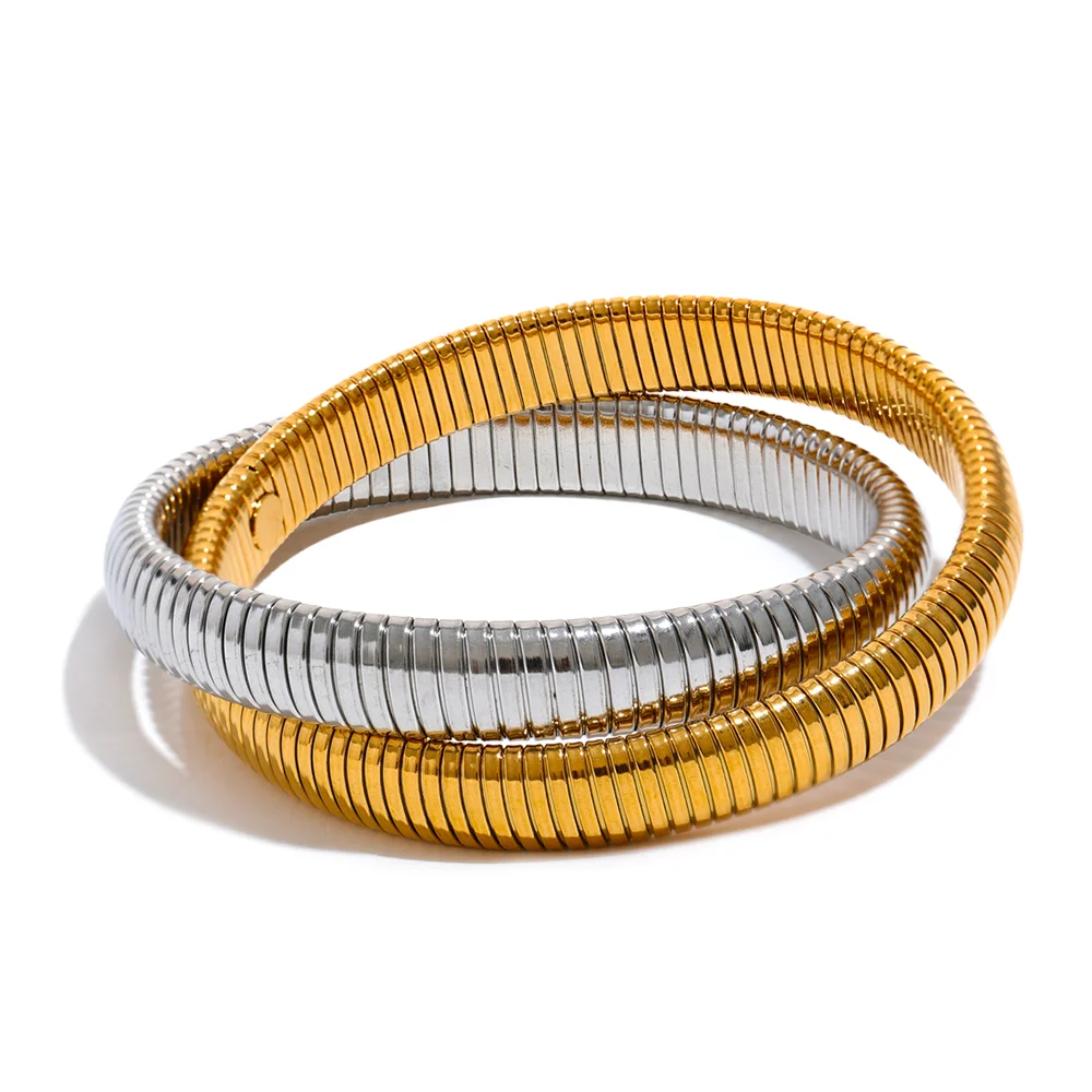 Elastic Punk Bracelet – 18K Gold Plated Stainless Steel Bangle