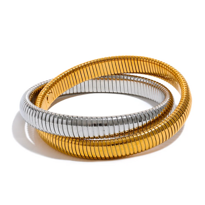 Elastic Punk Bracelet – 18K Gold Plated Stainless Steel Bangle