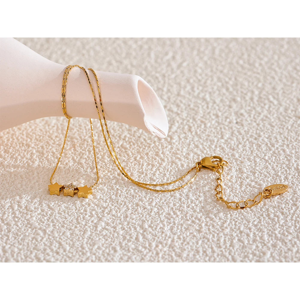 Gold Plated Double-Sided Star Necklace – Minimalist Celestial Jewelry