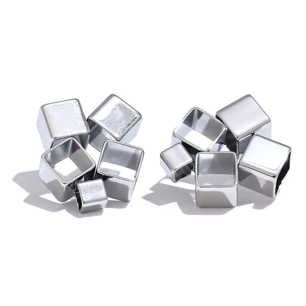 Stylish Unique Creative Square Hollow Stud Earrings for Women Distinctive Chic Jewelry