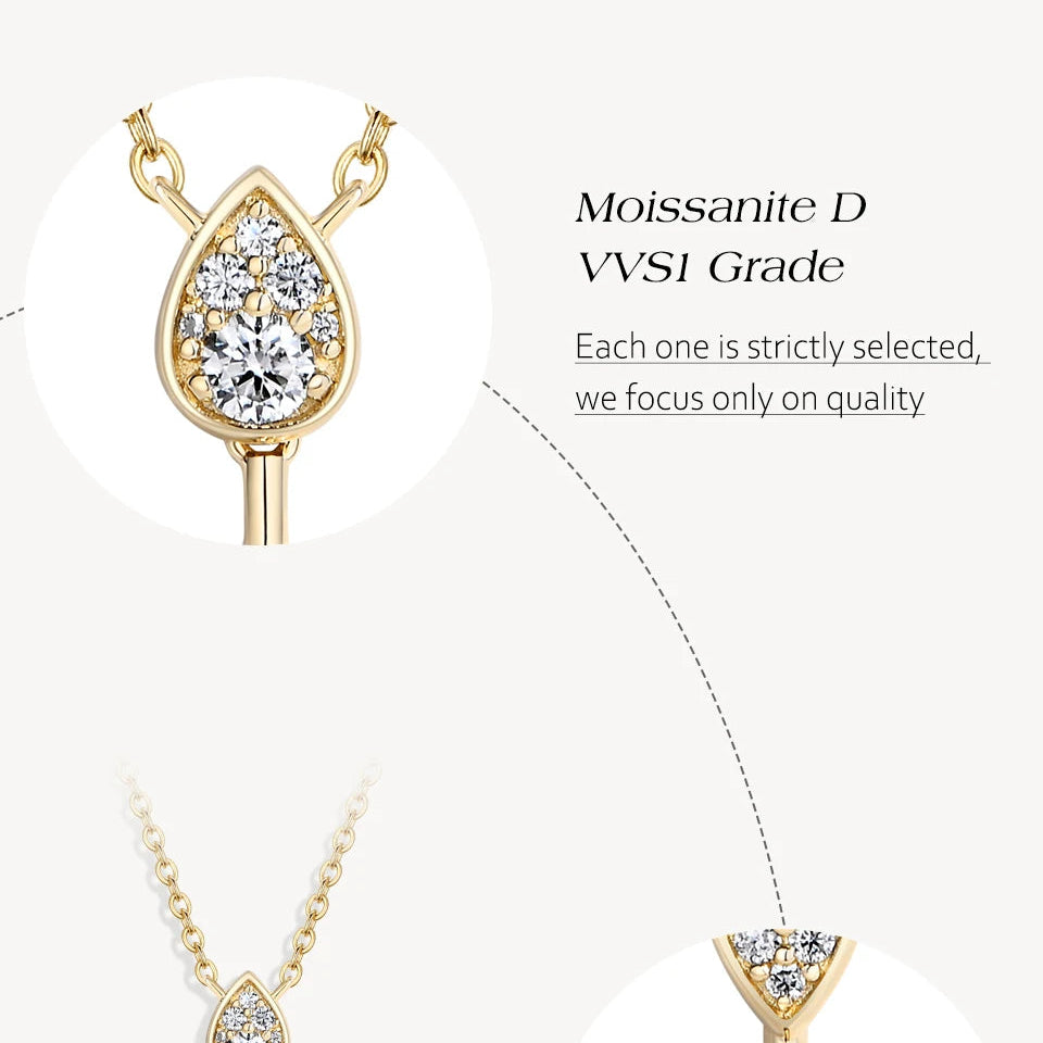 Premium Water Drop Moissanite Necklace Y Shape S925 Sterling Silver Elegant Chain