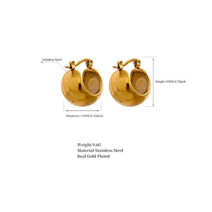 18K Gold Stainless Steel Chunky Earrings Rust Proof Color Jewelry