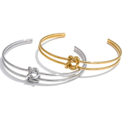 Knot Cuff Bracelet – Gold-Plated Stainless Steel Open Bangle