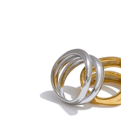 Luxe Jewels Stainless Steel Double Layer Cast Ring - 18K Real Gold Plated Waterproof Jewellery