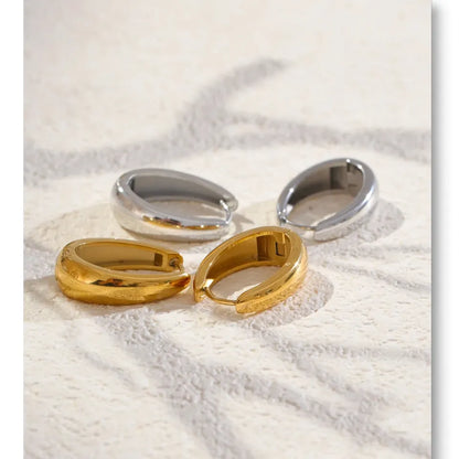 316L Stainless Steel Geometric U-Shape Hoop Earrings 18K Gold PVD Plated Popular Waterproof Jewelry