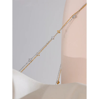 Cubic Zirconia Jewelry Set – Stainless Steel Necklace - Bracelet & Anklet