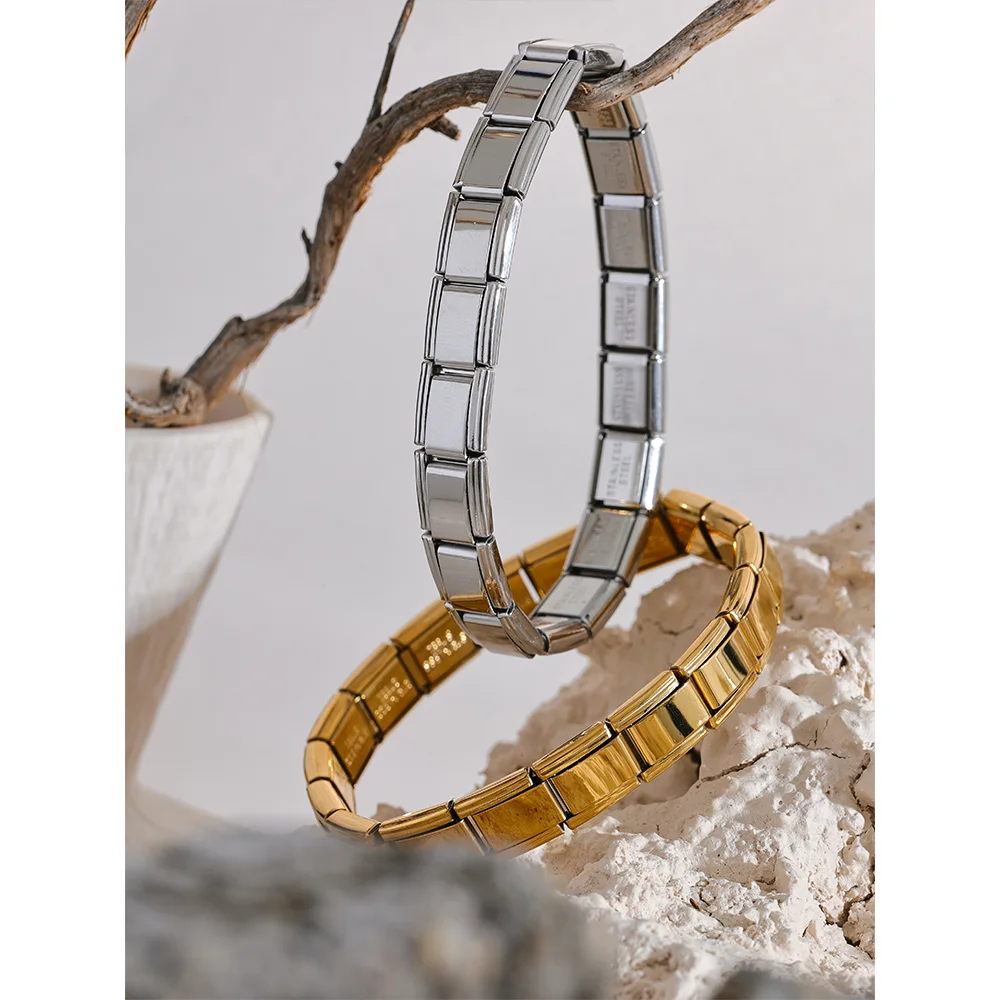 Square Elastic Bracelet – 316 Stainless Steel - 18K Gold Plated