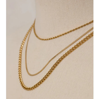 Stylish Golden Necklace Set – Durable Stainless Steel Layers