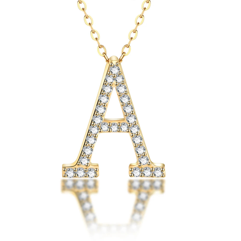 925 Sterling Silver Moissanite English Letter Pendant Necklace Jewelry With Chains