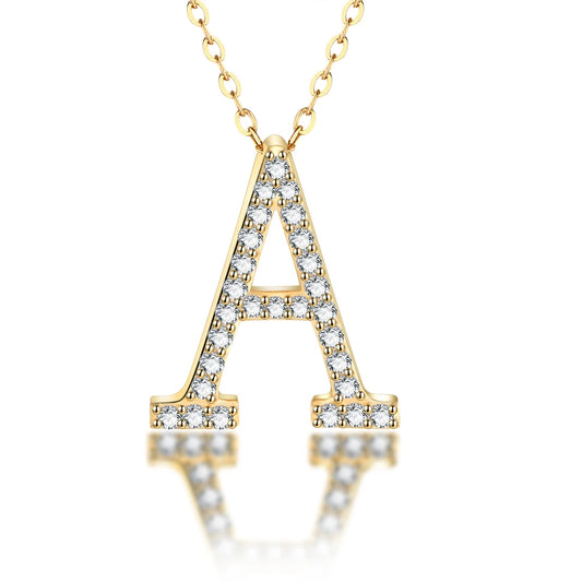 925 Sterling Silver Moissanite English Letter Pendant Necklace Jewelry With Chains