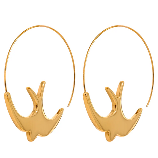 New Stainless Steel Bird Thin Hoop Earrings for Women Hypoallergenic Minimalist Metal Jewelry