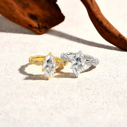 Luxe Jewels 3.0CT Marquise Cut Moissanite Engagement Ring For Women (14*7MM Stone) S925 Sterling Silver Jewelry
