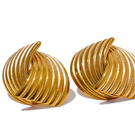 Stainless Steel Geometric Stud Earrings Hypoallergenic - 18K Gold PVD Plated Jewelry