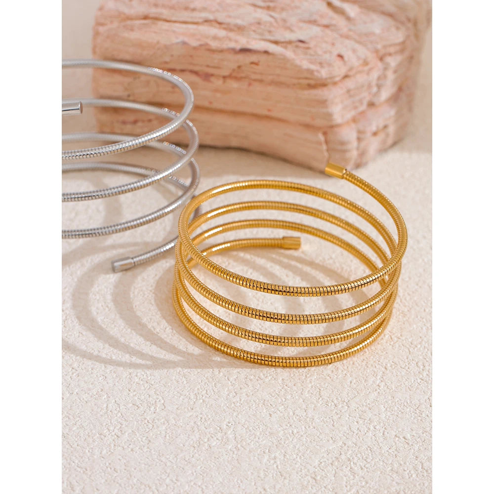 Layered Statement Bracelet – Gold Plated Stainless Steel Waterproof