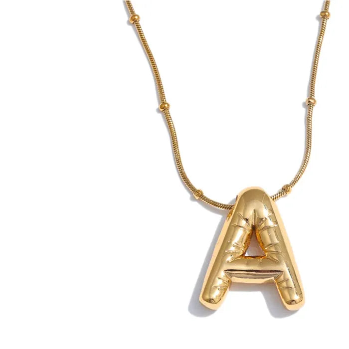 Waterproof 26 English Letter Initial Name Pendant Necklace Stainless Steel 18K PVD Plated A to Z Charm Jewelry Wholesale