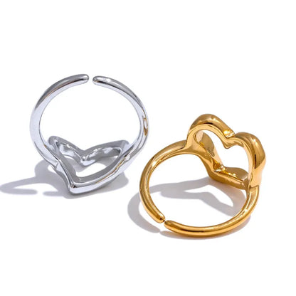 Luxe Jewels Women’s Stainless Steel Heart Love Ring - 18K Gold Plated Jewelry