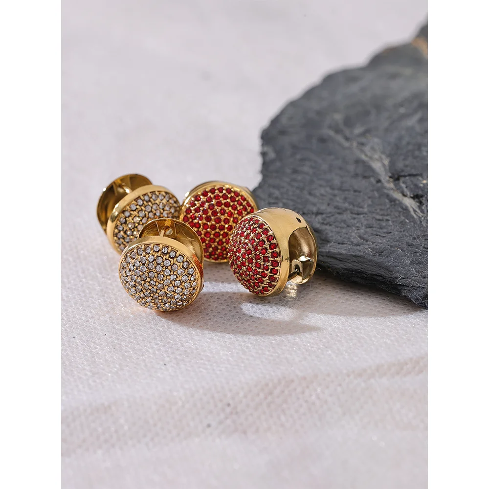 Multi-Color CZ Hollow Hoop Earrings – Gold Plated